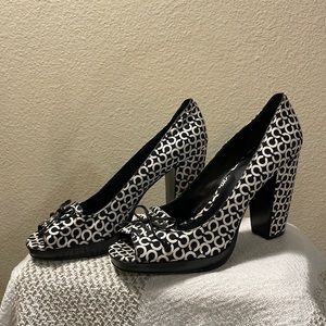 Coach B&W Corey Peep Toe Block Heels-Never Worn